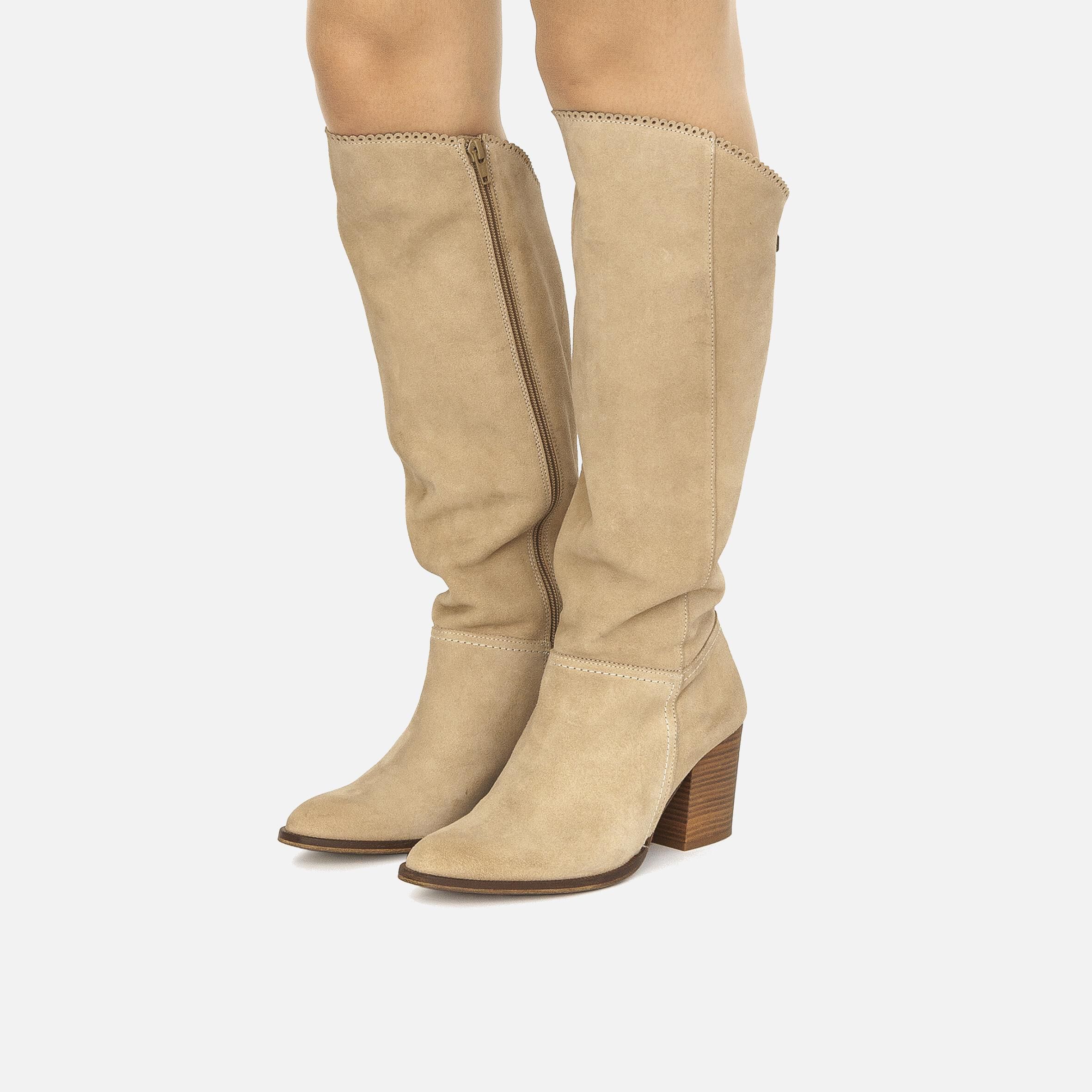 Bottes beige clair femme clearance